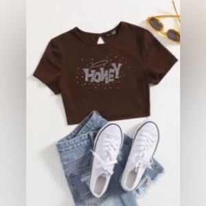SHEIN brown honey crop top